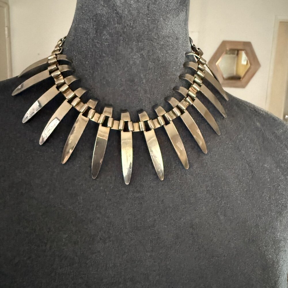Vintage Industrial Style Chrome Necklace - Picture 2 of 4